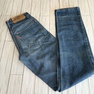 Vintage Levis 705 Student Orange Tab Jeans 27x30 Made in USA Med Wash Denim 80's